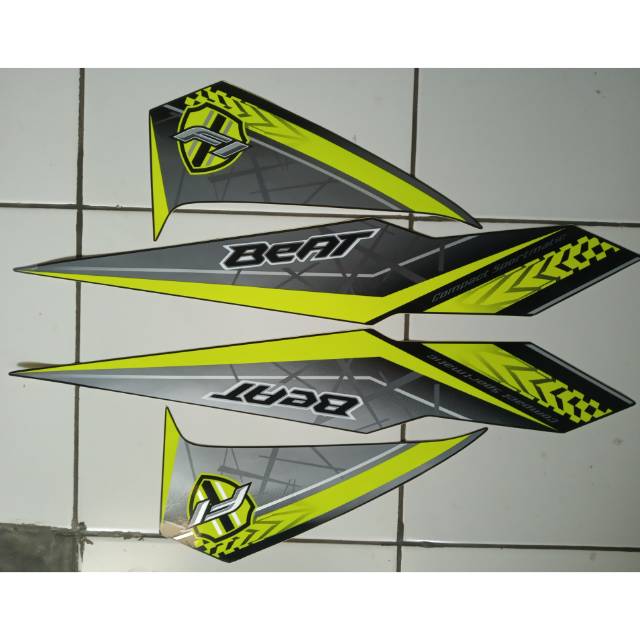 stiker striping honda beat fi 2017 hitam hijau