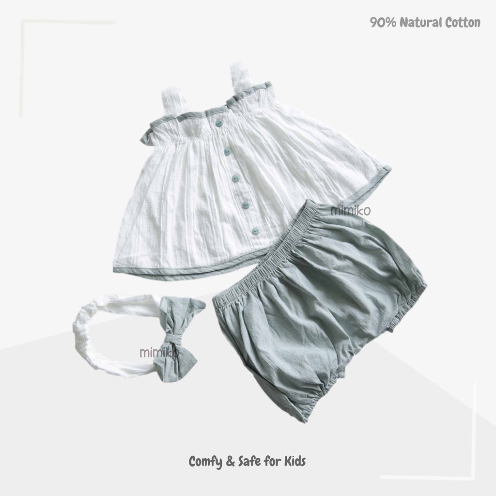 Mimiko - Joelle Set Dress Setelan Bayi Perempuan Rok Celana Pendek Bando STE0023