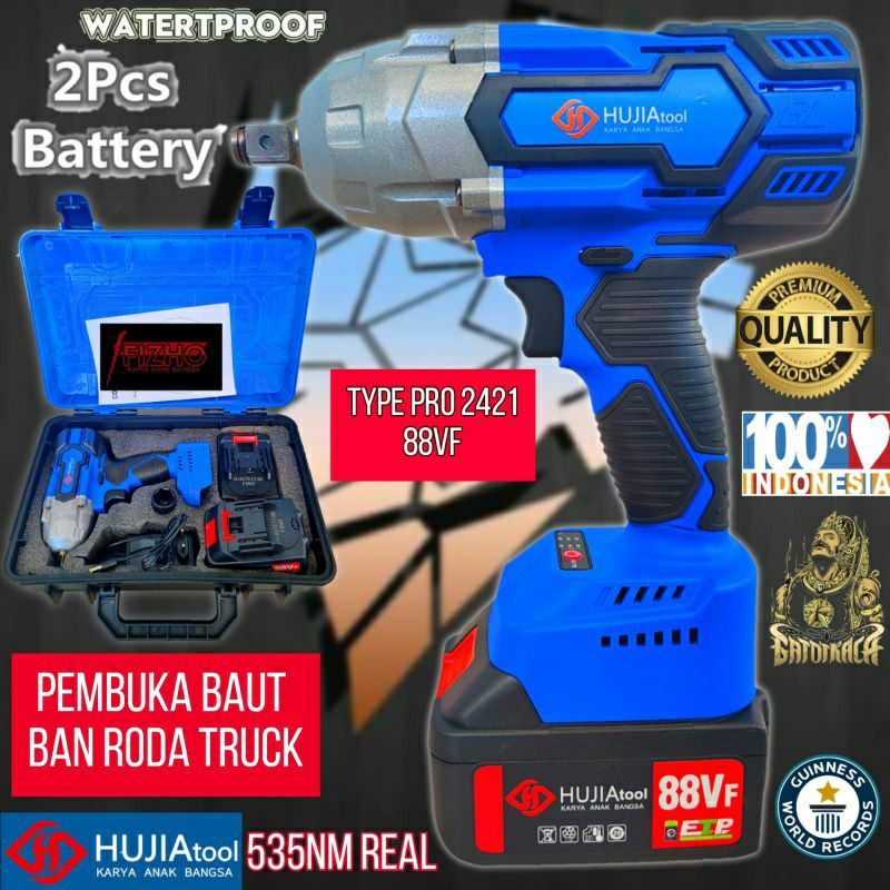 HUJIA PRO 2421 Mesin buka baut ban Truck impact wrench 88vf tercanggih 550NM