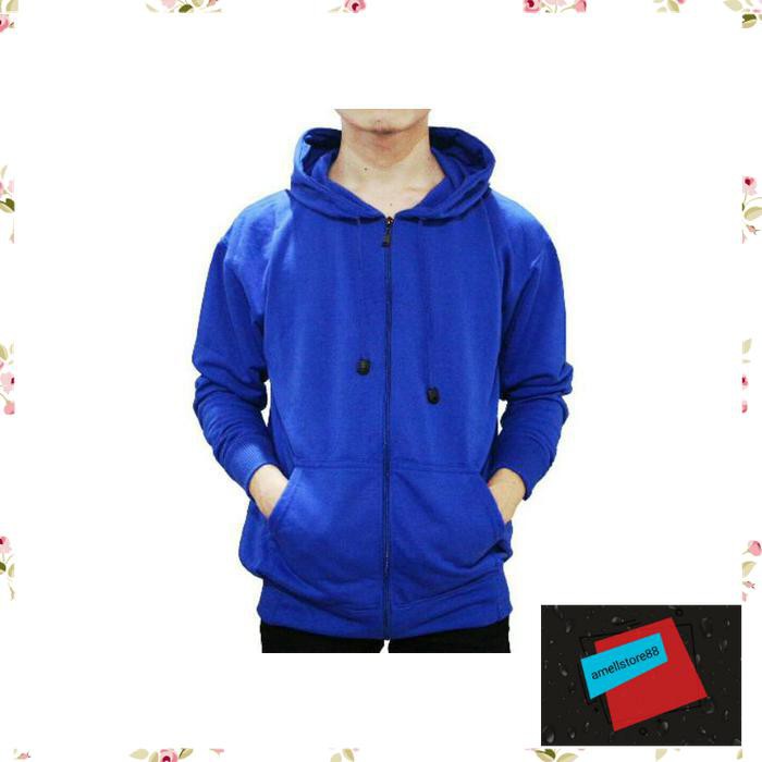 Jaket Pria parasut parka gunung Polos Hoodie ZipperResleting Putih AZ10