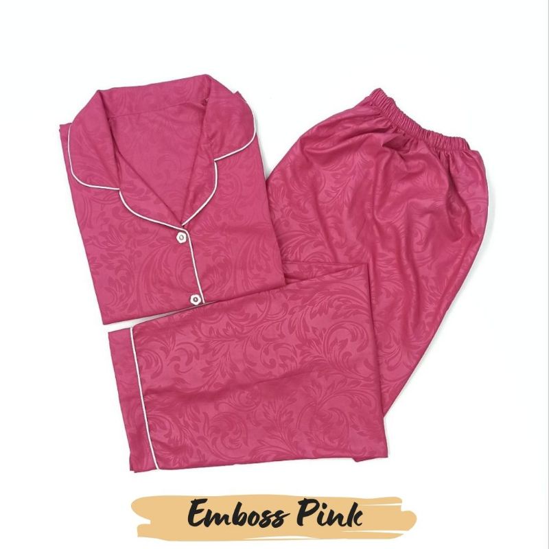 Baju Tidur Wanita | Piyama Wanita Kekinian | Oneset Setelan Wanita Bahan Katun Polymicro Bebas Pilih Motif-Emboss Pink