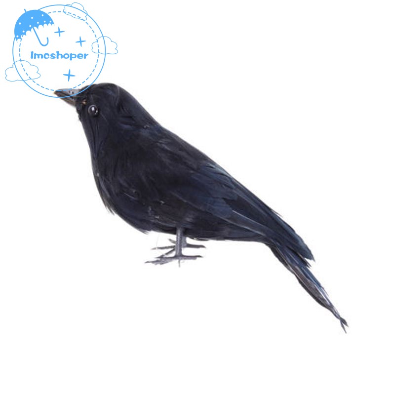Home 1pc Burung Gagak Hitam Imitasi Realistis Dekorasi Halloween