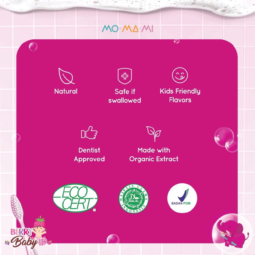 Momami Giggly Toothpaste Pasta Gigi Bayi Anak Banana Grape 50gr Berry Mart