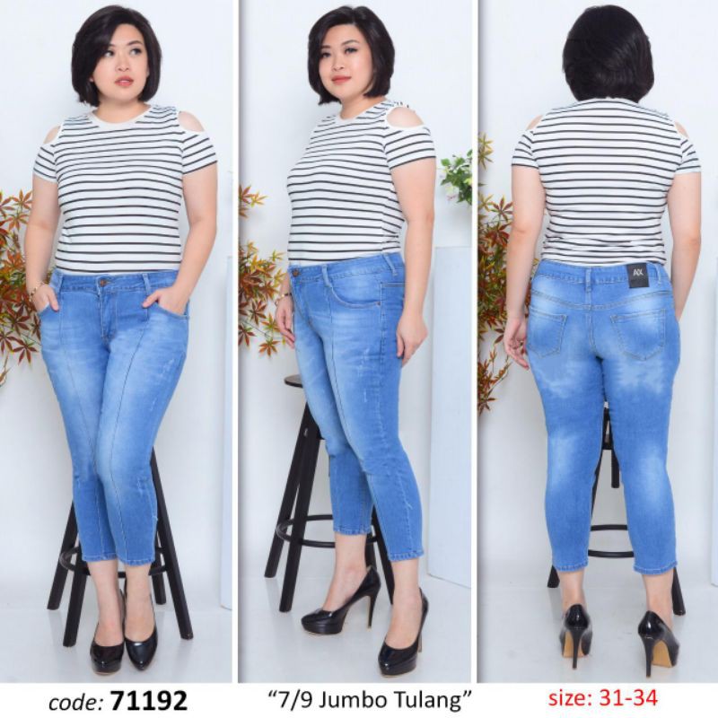 CELANA WANITA 7/9 JUMBO/JEANS CEWE 7/9 TULANG JUMBO