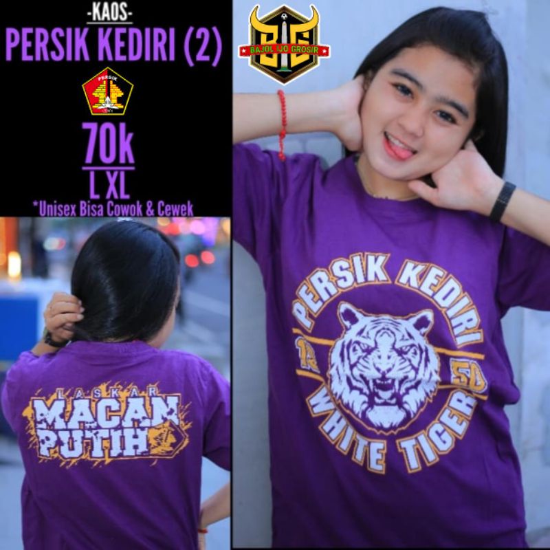 Kaos PERSIK KEDIRI 1950 Ungu Motif Laskar Macan Putih Persikmania GCP Cyber Xtreme