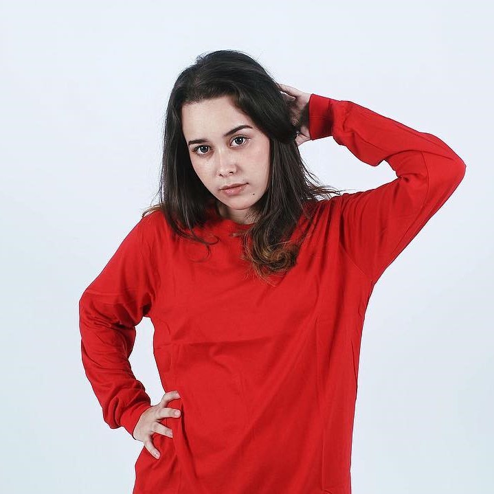 Lengan Panjang Manset MERAH  CABE Kaos  Oneck UNISEX Polos  