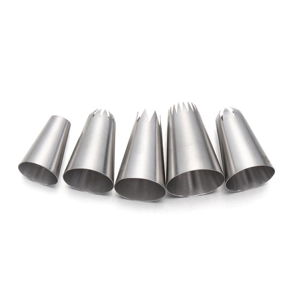 Suyo 5PCS / Set Spuit Piping Icing Bentuk Bunga Bahan Stainless Steel Untuk Dekorasi Kue