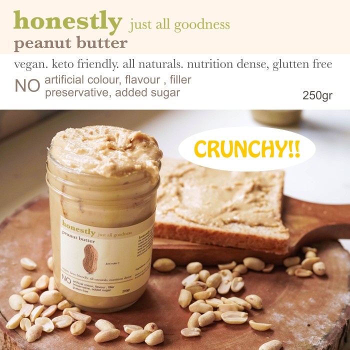 

HONESTLY peanut butter selai kacang unsweetened 100% natural vegan