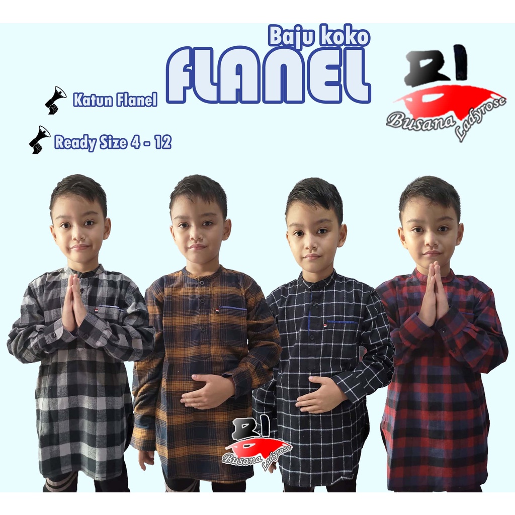 KOKO KURTA FLANEL LENGAN PANJANG 3 - 12 THN ANAK LAKI-LAKI