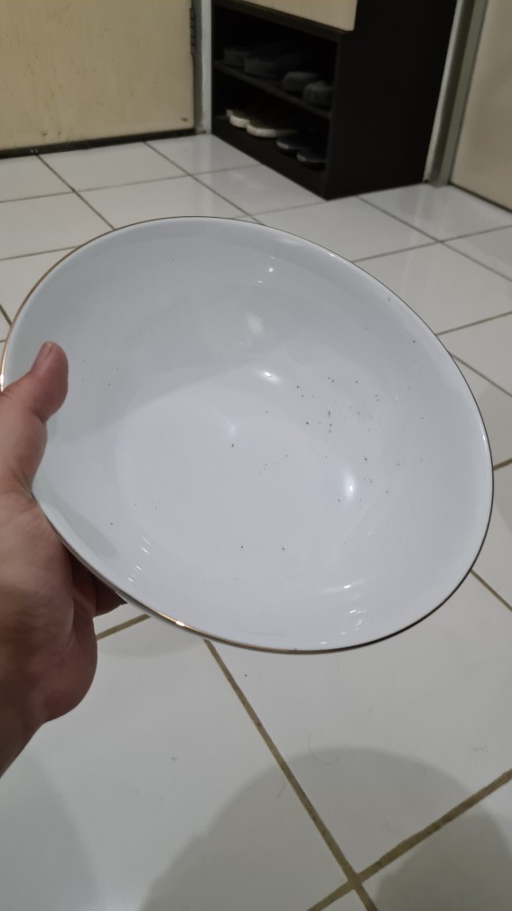 Mangkok Sayur Besar List Emas / Ukuran 9 Inch/ Mangkuk Saji Keramik