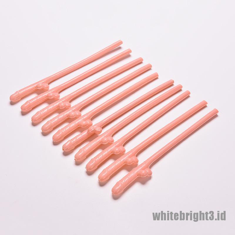 ❤WHITE3❤ 10pcs Hen Night Party Accessories Willy Drinking Penis Novelty Nude Straw