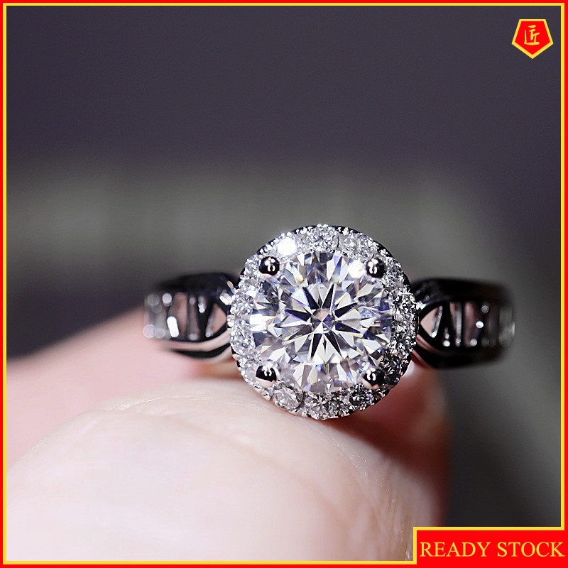 [Ready Stock]Classic Simple Roman Numeral Moissanite Ring Female