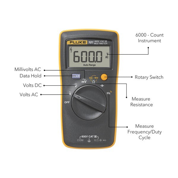 FLUKE 101 - Basic Digital Portable Pocket Multimeter with LCD Display - Multitester Digital LCD