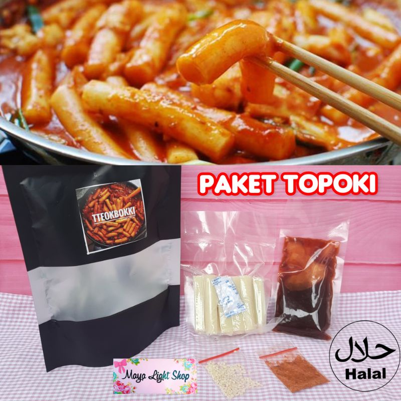 

paket topoki kue beras + saus gochujang tteok lengkap wijen bubuk cabe halal tteokbokki topokki toppoki