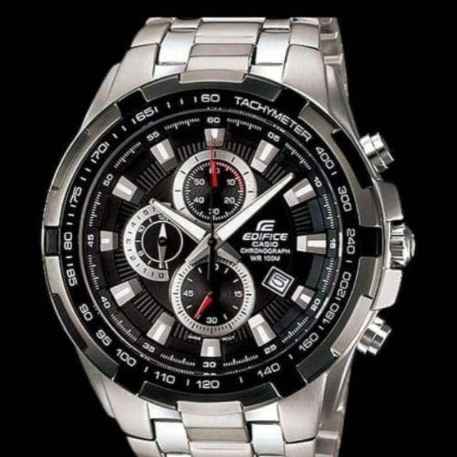 Casio Edifice EF-539 Silver Black All Steel Chronograph & Date Active D:45mm