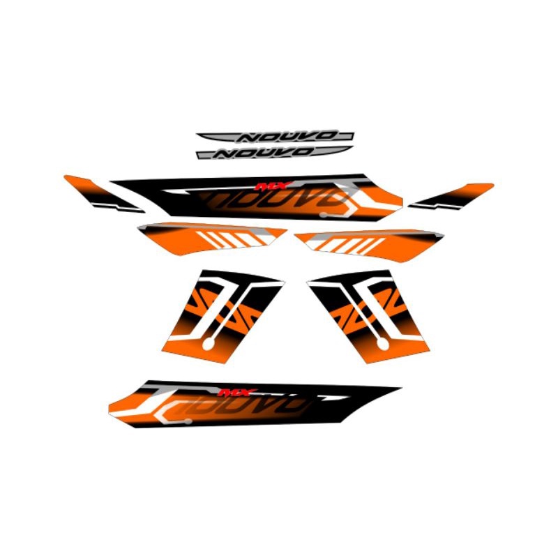 STRIPING STICKER NOUVO Z CUSTOM MX GLOSSY HITAM OREN