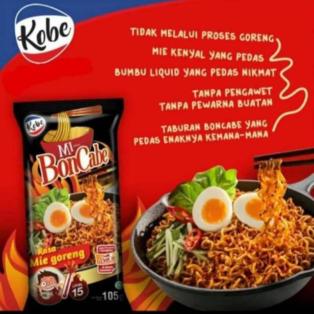 

Mie Instant Kobe Bon Cabe Rasa Mie Goreng