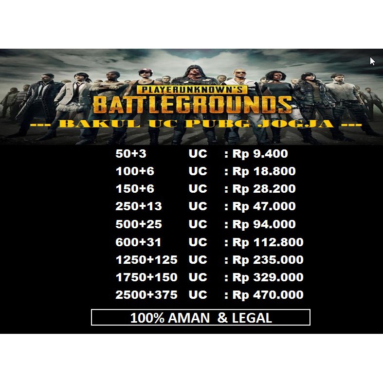 TOP UP UC PUBG LEGAL TERMURAH - 