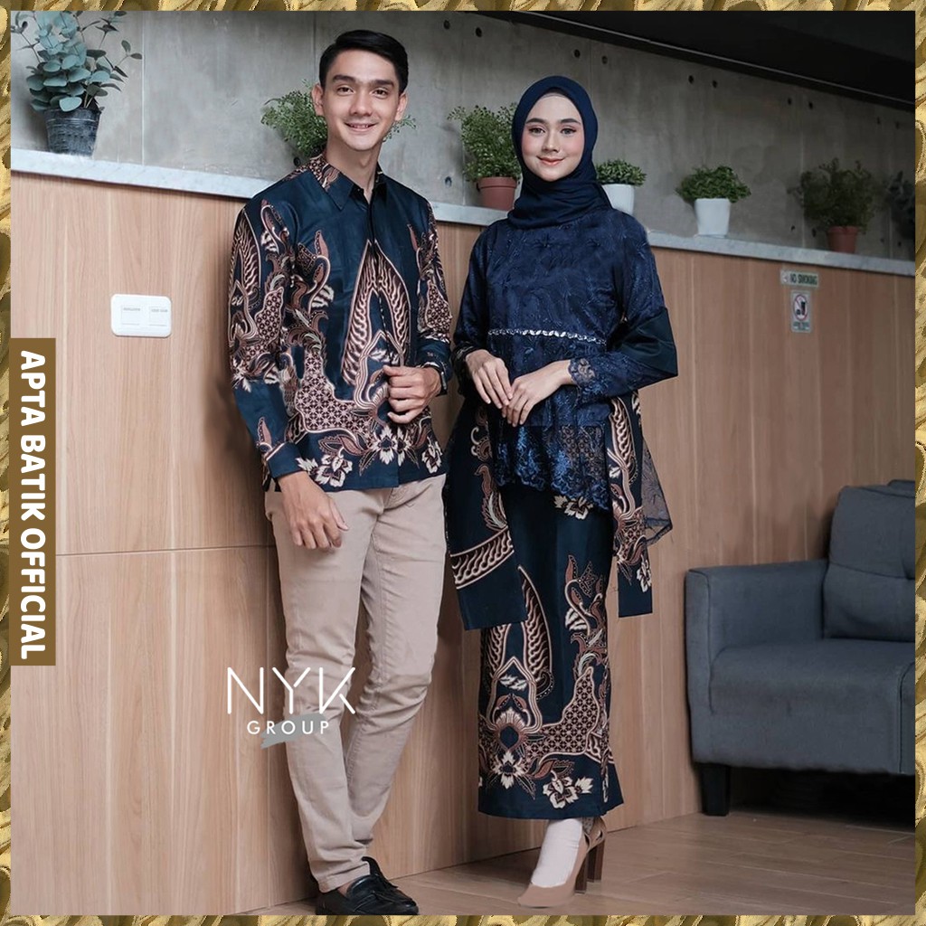 (ADA ANAK) Batik Couple Aisyah Tulle Mutiara mix Payet . Couple Batik Kondangan . Kebaya Wisuda