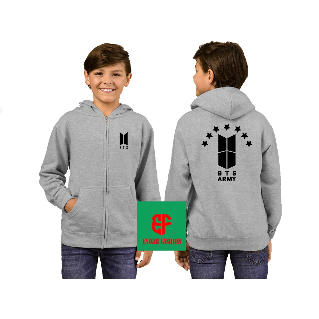 Jaket Hoodie Zipper Anak BTS ARMY