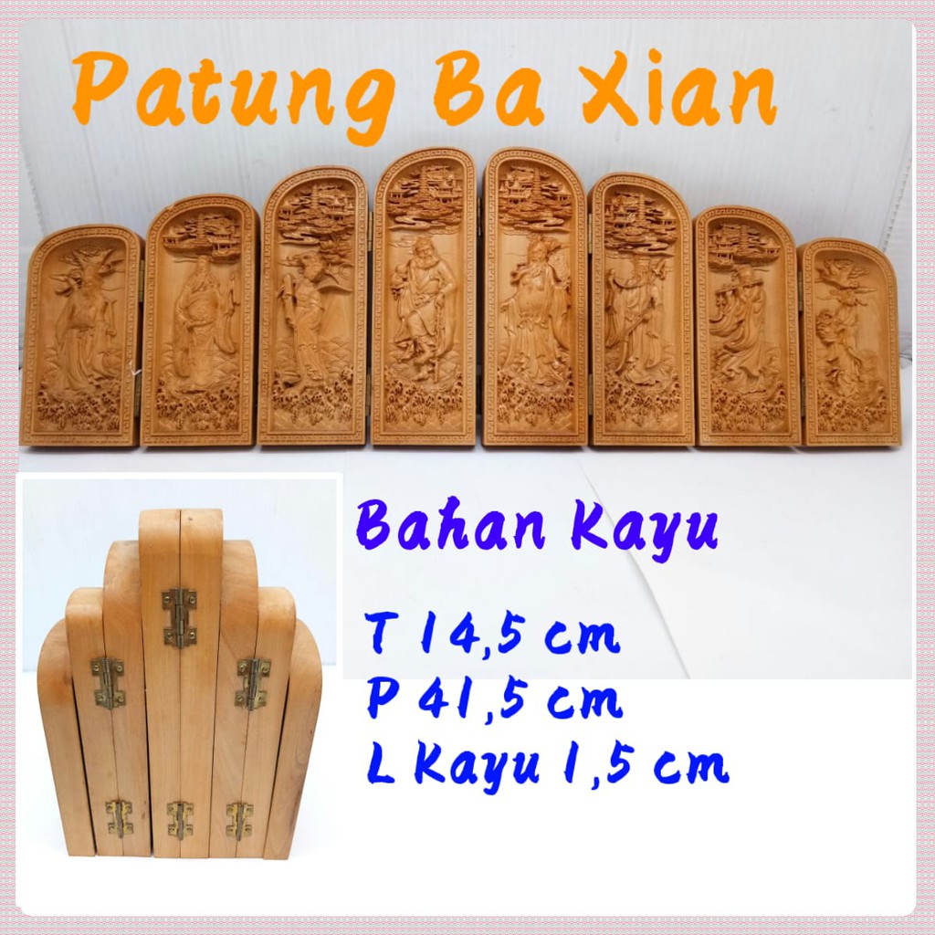 Patung 8 Dewa Ba xian Kayu Lipat