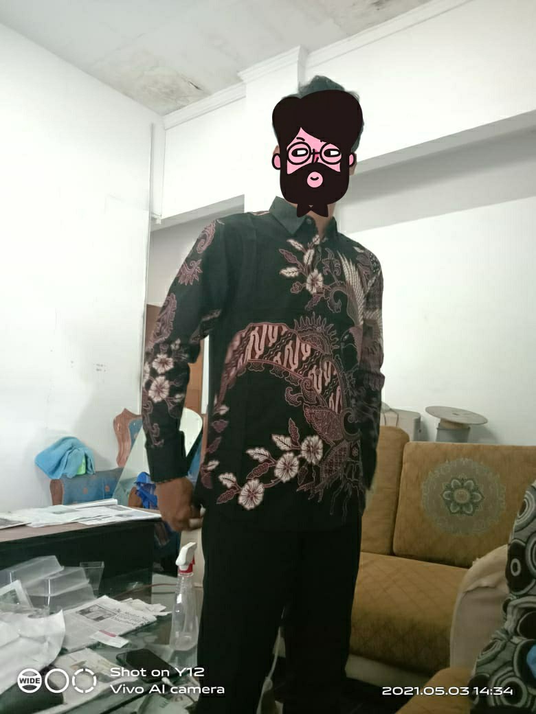 M231 Kemeja Pria Batik Panjang Hitam 1485a