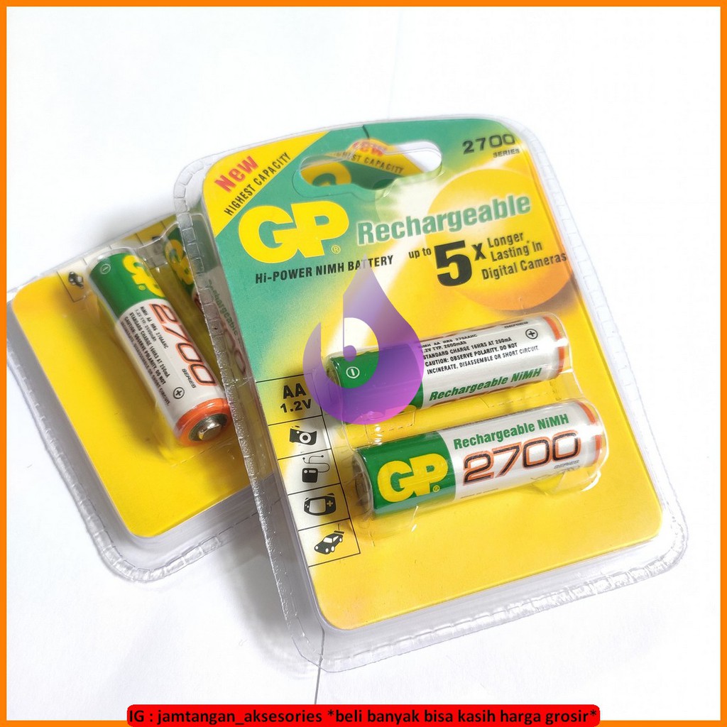 ASLI batu Battery baterai A2 AA GP 2700 isi ulang Rechargeable