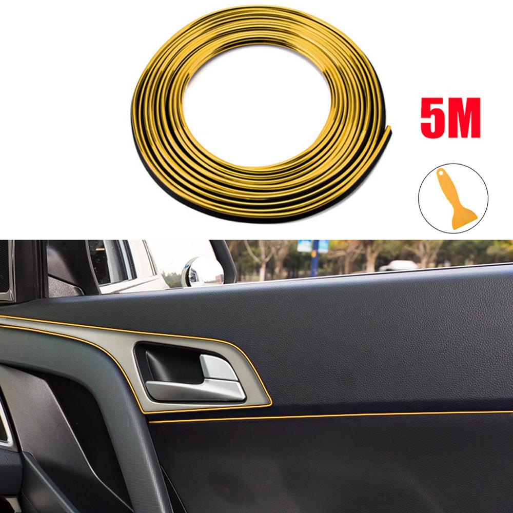 5m Car Interior Gap DF Chrome Moulding Trim Karet Strip Trim Grid Sticker lining Strip Pintu Mobil Interior Decor Titik Pinggir Strip dashboard Alat Dekorasi