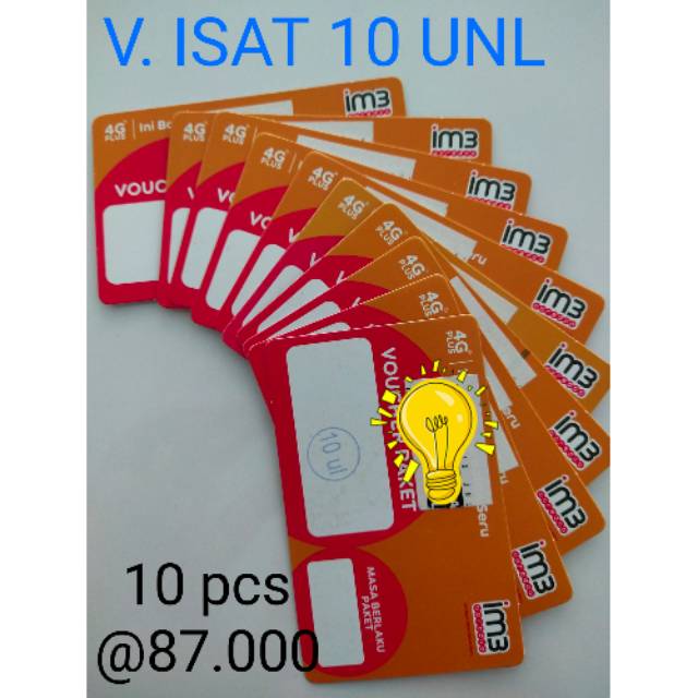 VOUCHER ISAT 10 UNLIMITED MURAH Rp.17.000 - Rp.87.000