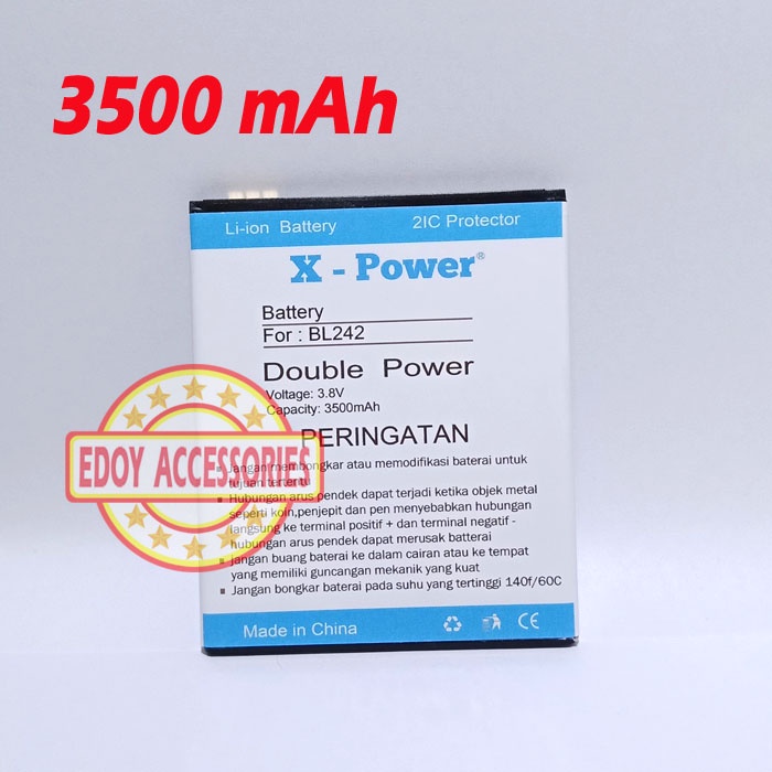 Batre Lenovo A6600a40 A6600 Plus Double Power BL242 Batu Baterai Battery Tanam