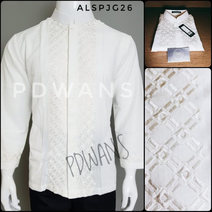 Baju Koko Taqwa Visan Putih Polos Muslim Pria Dewasa Lengan Panja RH794 Baju Muslim Lengan Panjang
