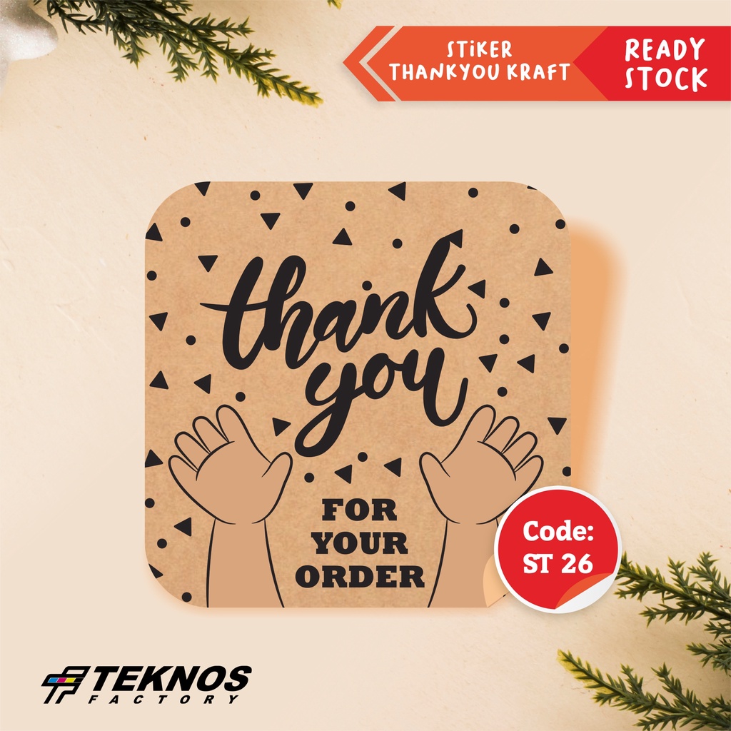 

STIKER LABEL THANK YOU KRAFT KOTAK ROUND ST 26 MURAH ECER
