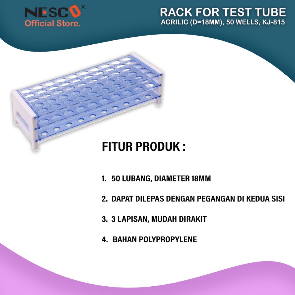 Nesco, Rack For Test Tube Acrilic (d=13-18mm), 40-50 wells, FM, Best Seller