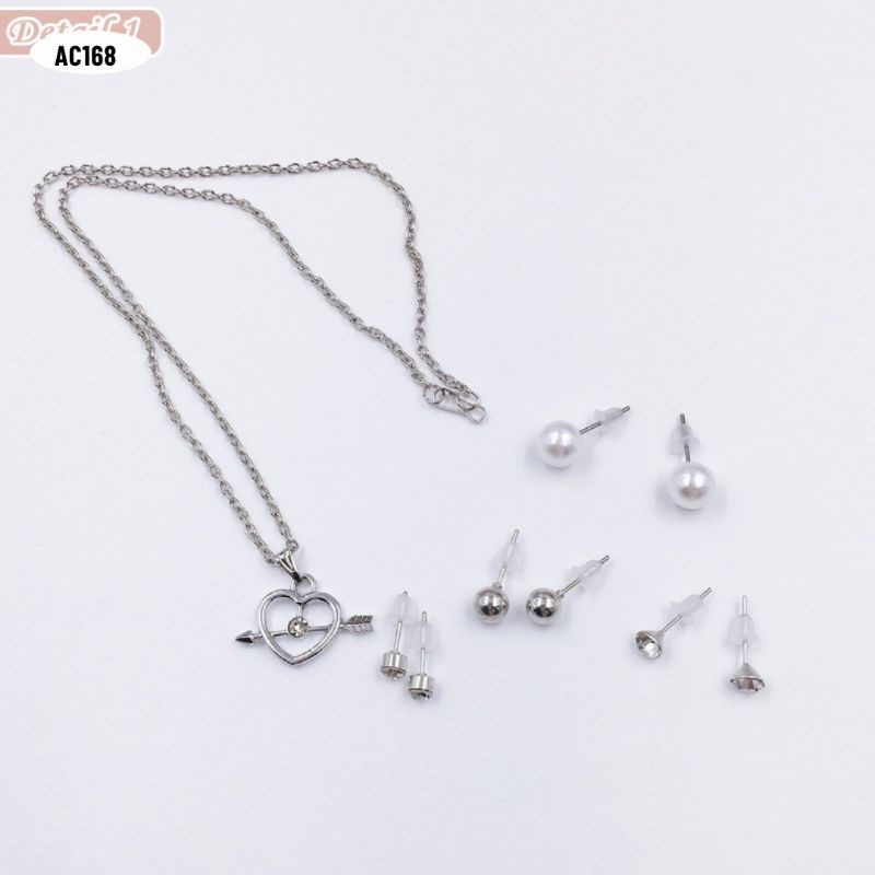 [IMPORT] AC168 - AKSESORIS PERHIASAN 5IN1 KALUNG SET ANTING FASHION WANITA - 76BAGSTORE