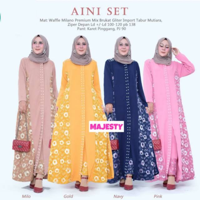 Aini setelan dress celana brokat mutiara kekinian elegan terbaru terkini kekinian outfit kondangan