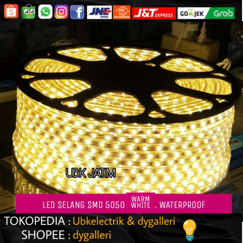 LED SMD 5050 Led Strip Roll 100 Meter 220V  - KUNING WARM WHITE