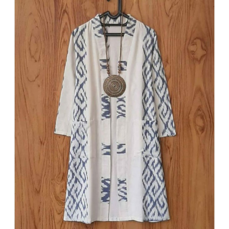 COUPLE TENUN - SERAGAM TENUN- SET COUPLE TENUN OUTER TENUN PUTIH BLAZER TENUN LONG OUTER TENUN