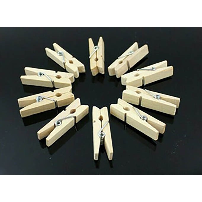 Wooden Clip Jepit Kayu Polos Natural Jepitan  Jemuran Foto 