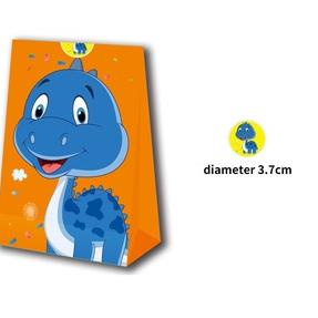 

Grosir 12 pcs Lootbags Pesta Ulang Tahun Permen Kantong Kertas Kraft Lucu Kartun Tema Dinosaurus