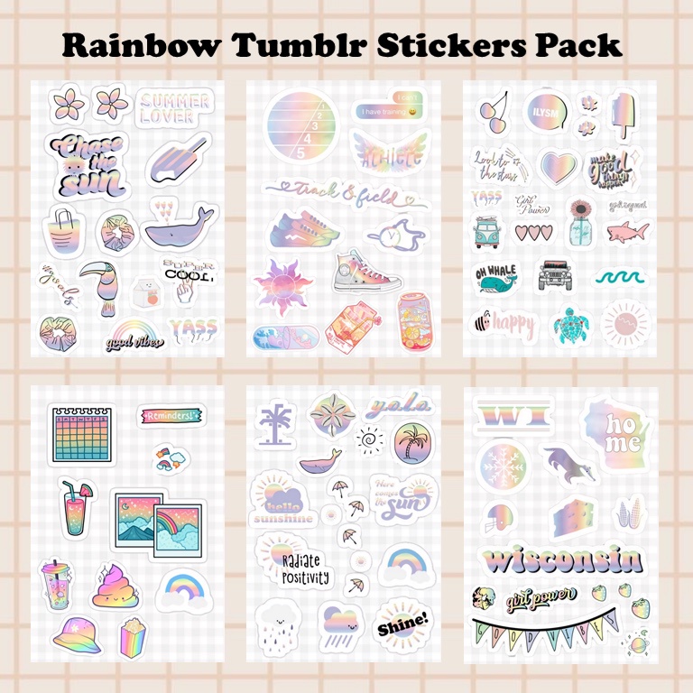 

Rainbow Tumblr Stickers Pack stiker tumblr rainbow aeshtetic stiker jurnalstiker murah/stiker lucu