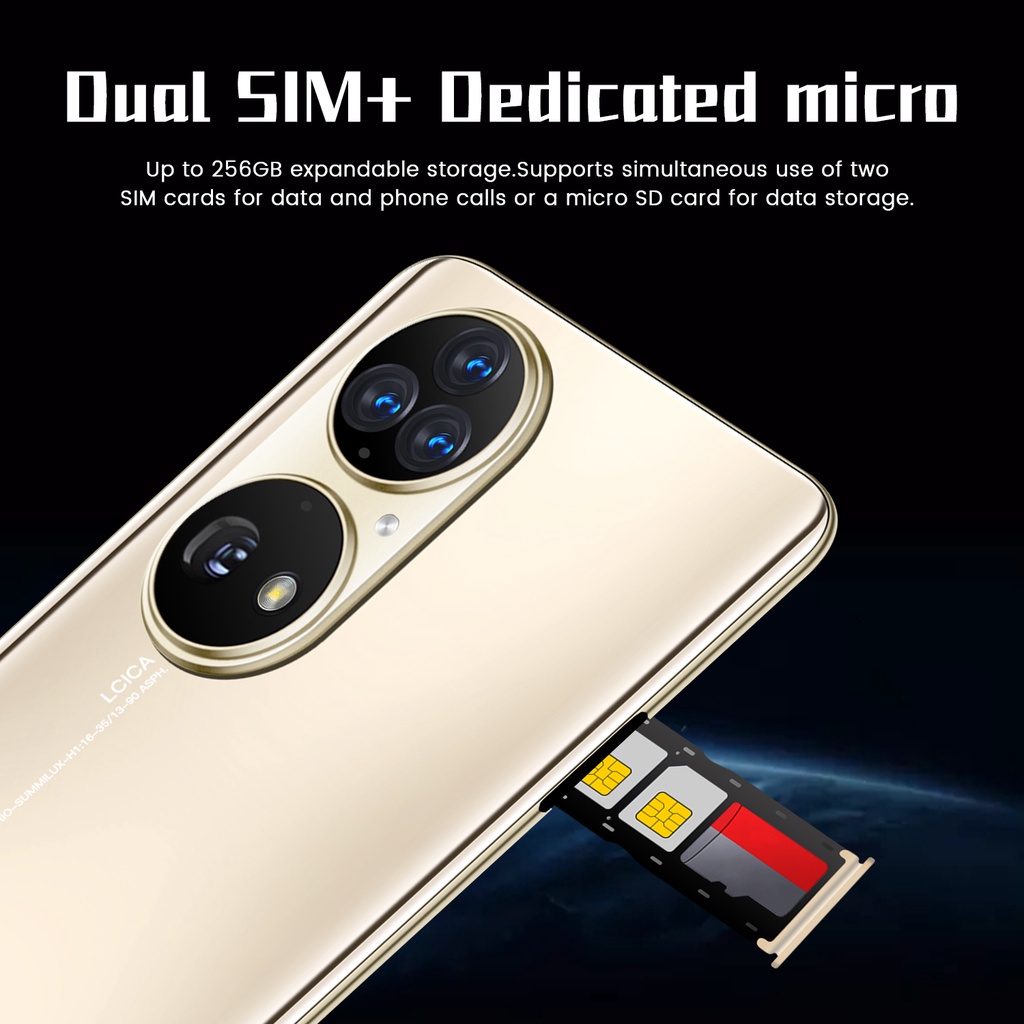 (COD) P50 Pro 12+512GB 7.6 inci Handphone Android 10.0 6800 mAh Hp Ponsel Dual SIM Slot Support 4G/5G with Bluettoth Headset