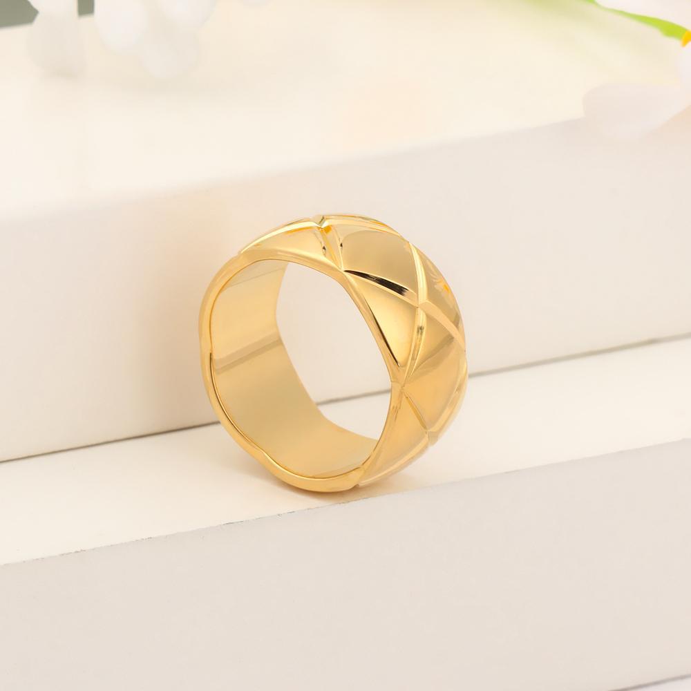 Cincin Chunky Nanas Pernikahan Hadiah Romantis Emas Tebal Stack Rings Geometris