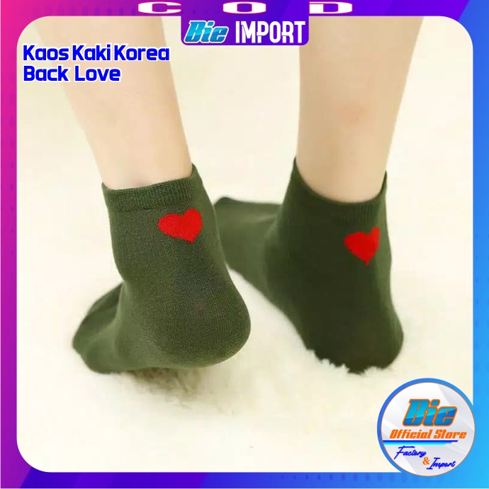 Kaos Kaki Korea Motif Black Love Impor Best Seller