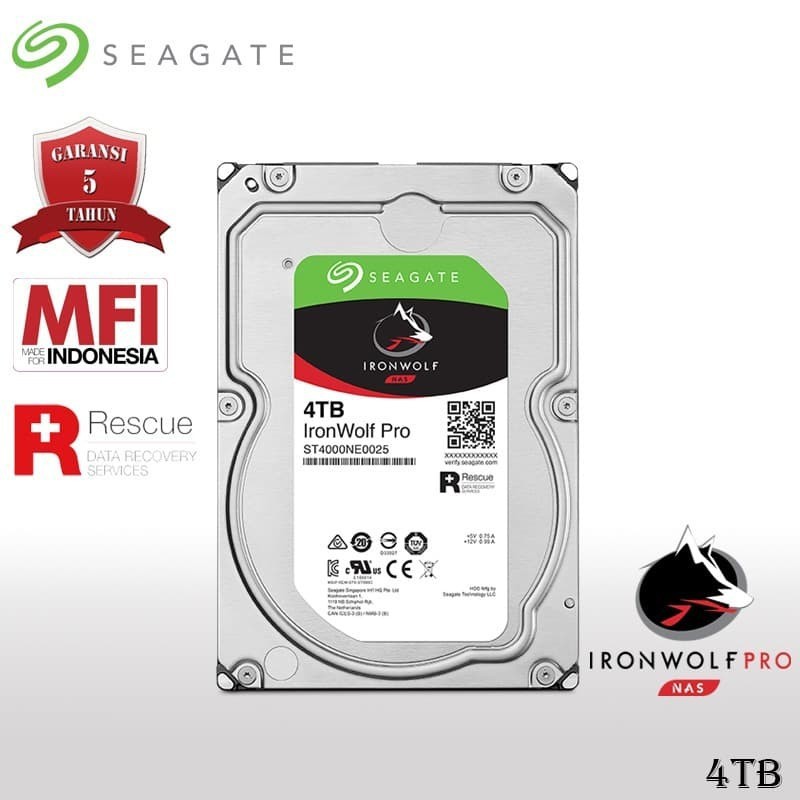 Seagate IronWolf Pro HDD / Hardisk NAS 4TB SATA 7200RPM