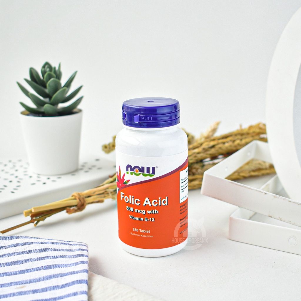 NOW Foods Folic Acid 800Mcg with Vitamin B-12, 250 Tablets