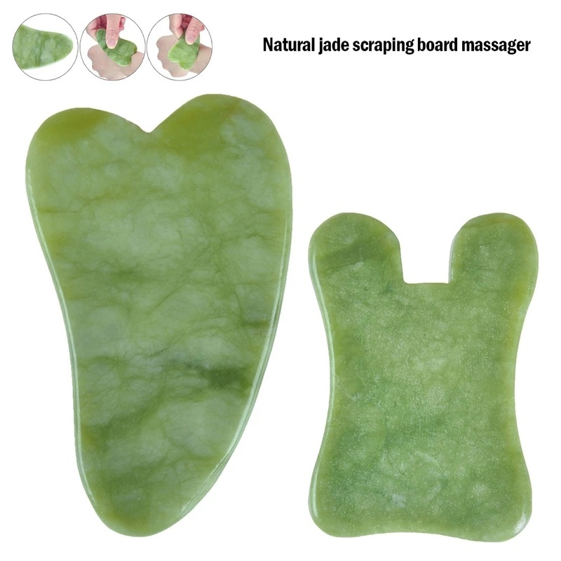 [Natural Green Jade Stone Gua Sha Massage Tools For Scraping Facial and Body Skin Massage] [Personal Health Care Tools]