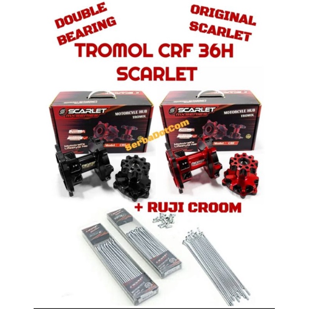 TROMOL CRF 150 CRF150 CRF 36H SCARLET DOUBLE LAKER BEARING SET + RUJI ORIGINAL Supermoto Supermotto 