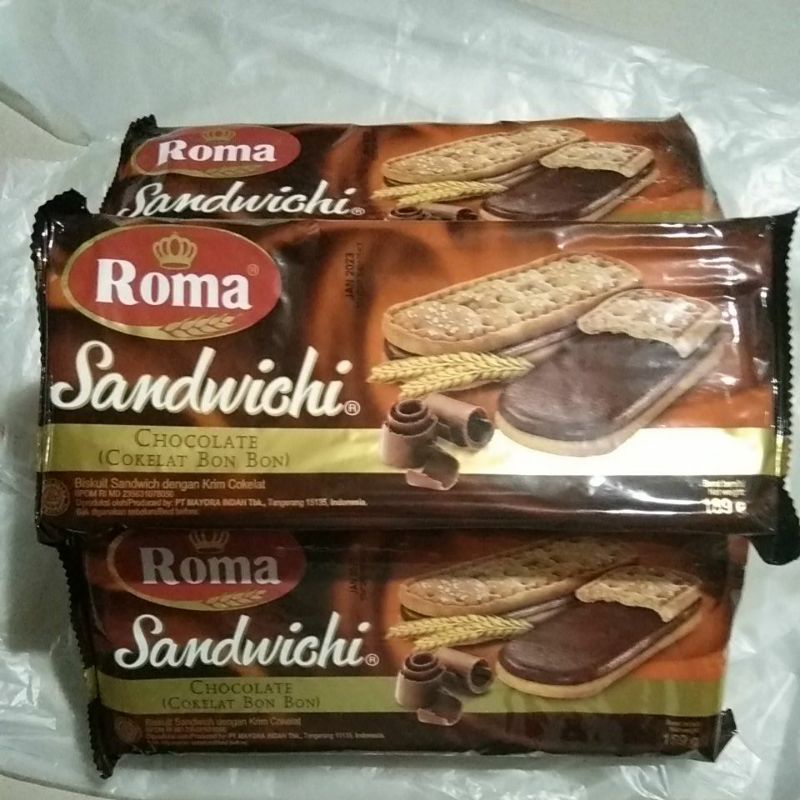 

Roma sandwichi coklat harga satuan 1 bungkus@189