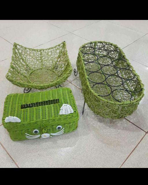 Tempat Tisu Rotan Sintetis Hello Kitty - Tempat Tisyu Karakter Kucing - Tempat Tissue Mobil Unik