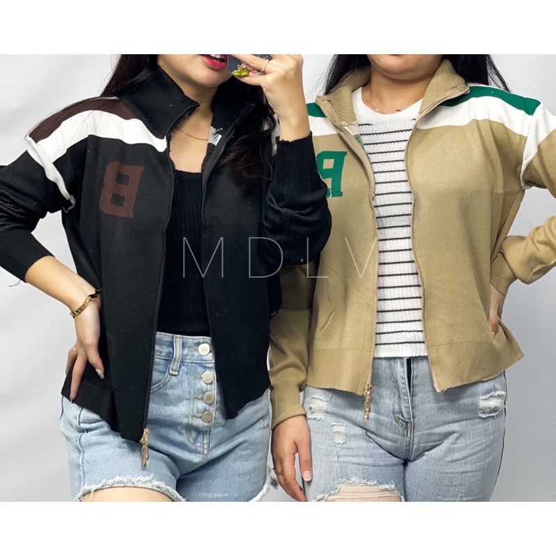 MDLV ~ A397 B Knitted Jacket Premium Jaket Baseball Look Knit Import Fashion Import